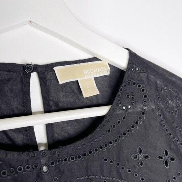 MICHAEL KORS Eyelet Crop Black Top  - Picture 4 of 8